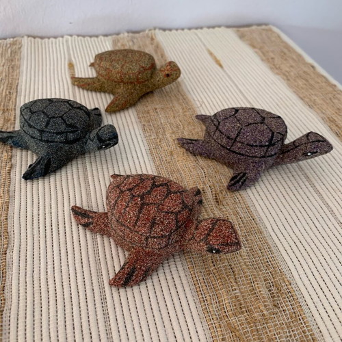 Small wooden turtles new, pack of 4 handmade