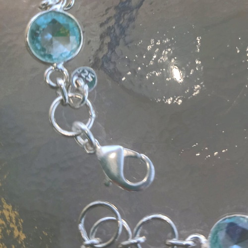 Handmade 925 silver bracelet with 10 natural aquamarines new