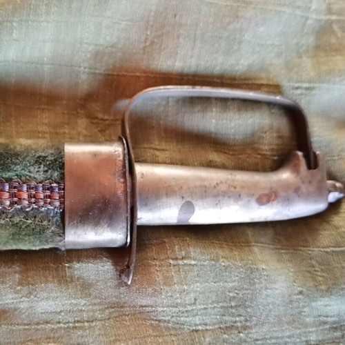 Retro decorative knife with velvet sheath used, made in India