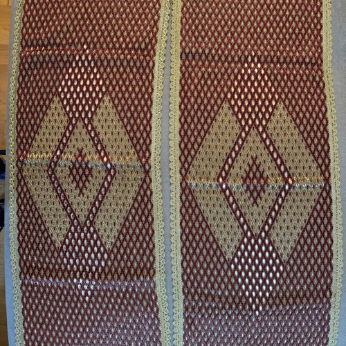 Set of 2 handmade embroidered doilies with beads new