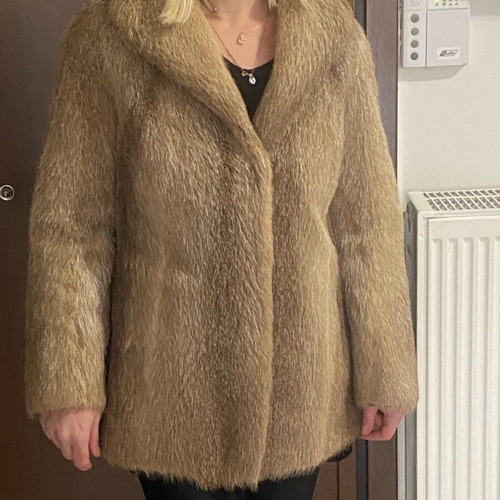 Natural nutria fur coat like new, beige, size S-L