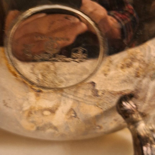 Silver-plated large bowl 33×13cm hammered like new