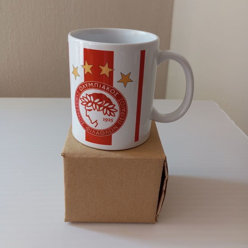 Olympiacos Team Mug with 4 Stars new, ceramic, red and white