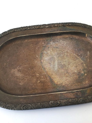 Silver-plated antique tray used, 37x25 cm, needs polishing