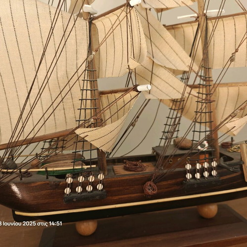 Wooden ship handmade Bric Barca siglo xix new