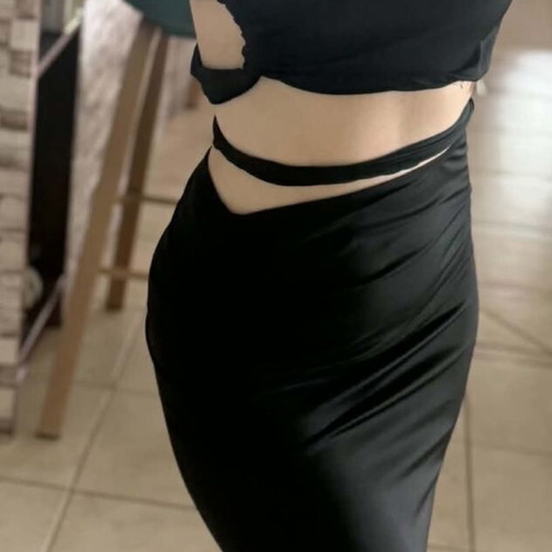 Black top and skirt set, Xsmall