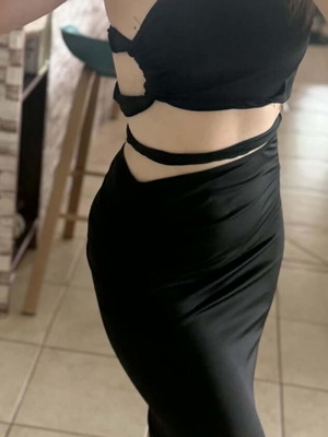 Black top and skirt set, Xsmall