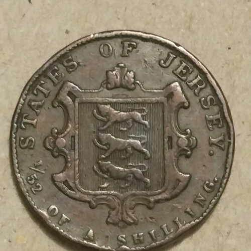 Jersey copper coin used, 1/52 shilling 1841