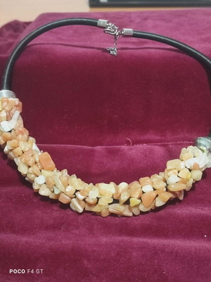 Choker necklace used with semi-precious stones and black cord