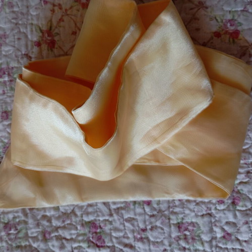 Fabric belt from organza, new, adjustable, yellow, 2 meters long