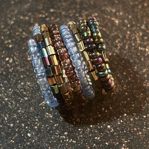 Handmade ring with colorful beads new, adjustable size
