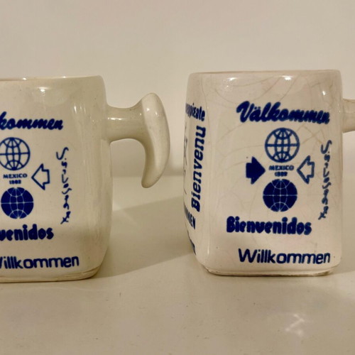 Collectible mugs used, set of 2, 1982 Mexico conference