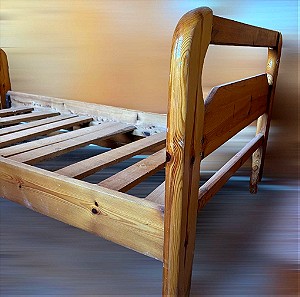 Μονό ξύλινο κρεβάτι από σουηδικό ξύλο, Χειροποίητο, καλή κατασκευή 90Χ200 CM εφηβικό παιδικό κρεβάτι
