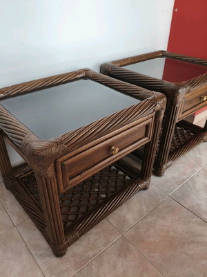 Bamboo bedside tables set like new