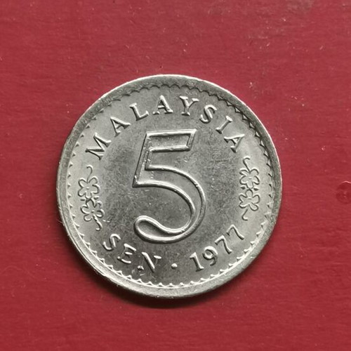 Malaysia 5 sen coin 1977 like new