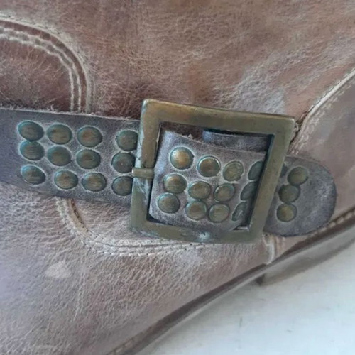 Vintage boots used, natural leather, size 37, beige