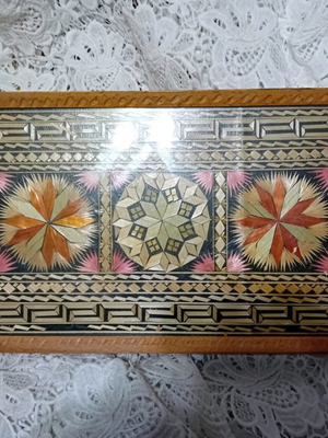 Vintage serving tray marquetry new