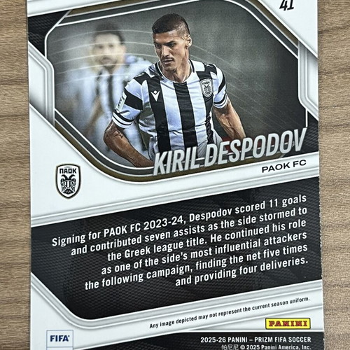 2025-26 Panini Prizm FIFA Soccer RC Kiril Despodov card like new
