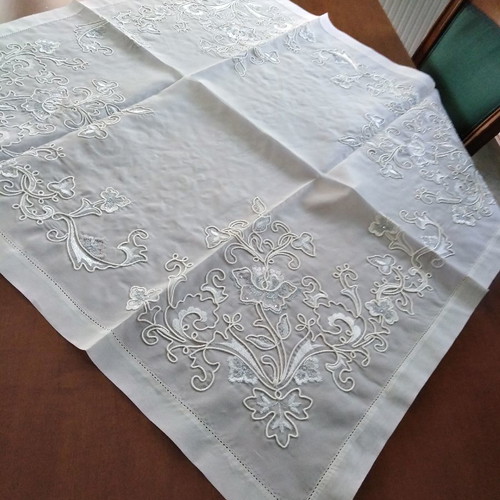 Tablecloth organza silk with silver thread and Swarovski crystals single piece