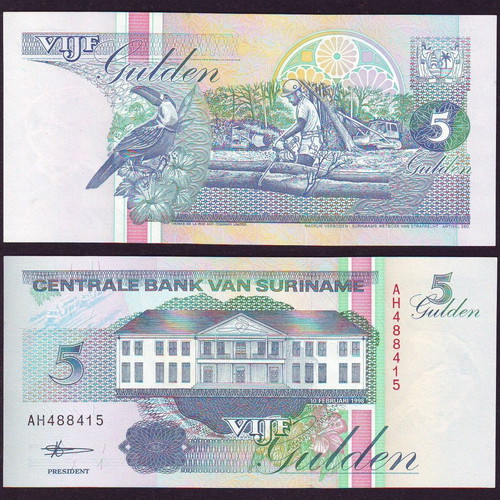 Suriname 5 Gulden 1998 banknote unc