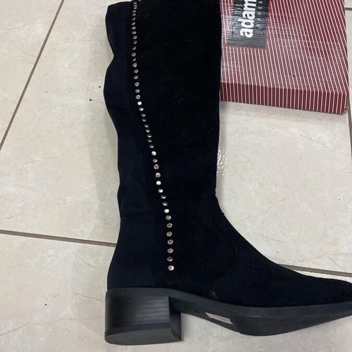 Women's boot with zipper and decorative studs, new, black Adam's Shoes