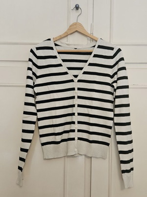 Cotton striped cardigan H&M used, black and white, size S