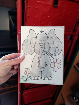 Children's frame used with painted elephant