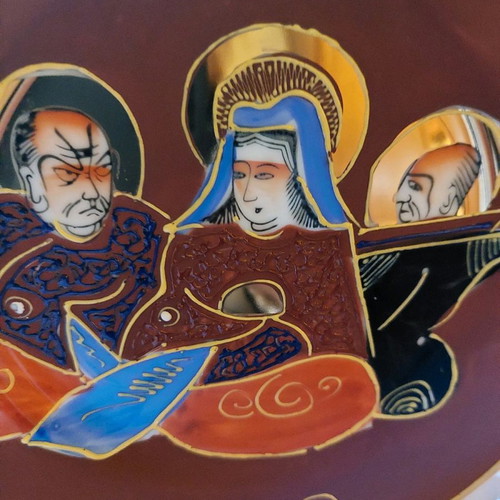 Antique Kutani plate Japan 20 cm used, hand-painted