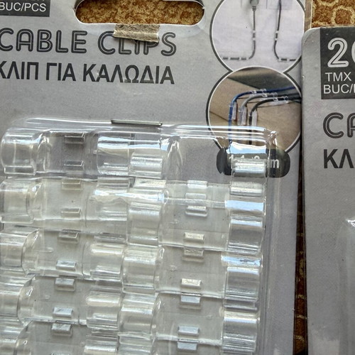 Cable clips new, pack of 80 transparent plastic pieces