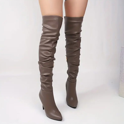 Over-the-Knee Boots with Slouchy Style, EU 42.5, Coffee Brown