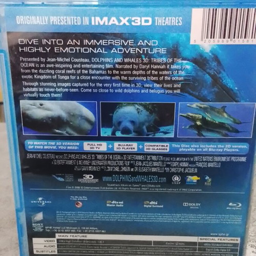 Dolphins and Whales 3D Blu-Ray like new with Greek subtitles
