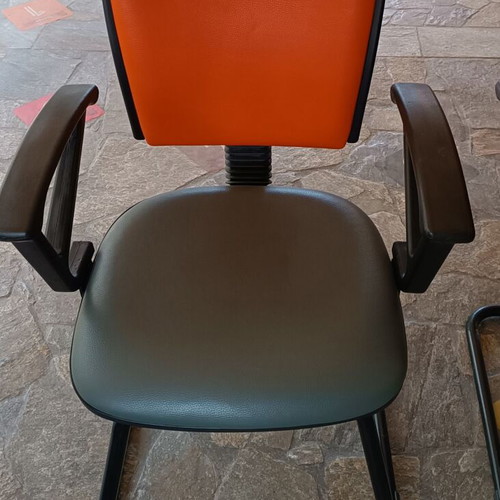 Office chairs and reception chairs, grey-orange faux leather, set of 4