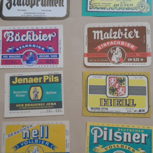 Set of 8 old beer labels new