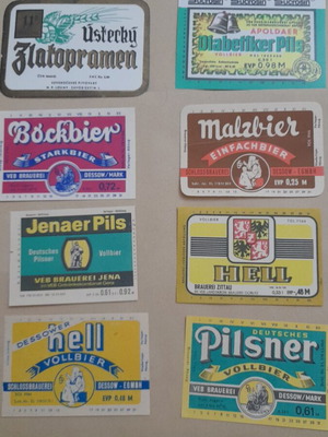 Set of 8 old beer labels new