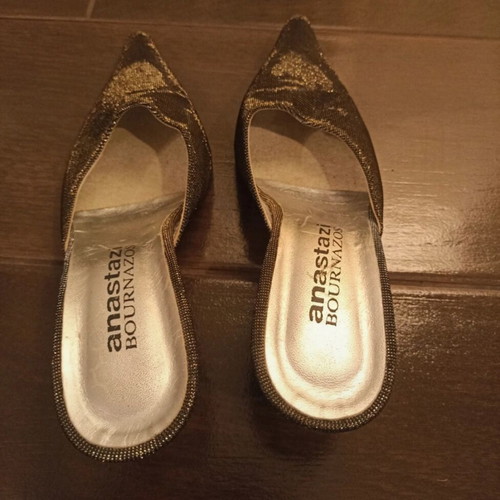 Anastazi Bournazos black and gold mule pumps like new, size 39