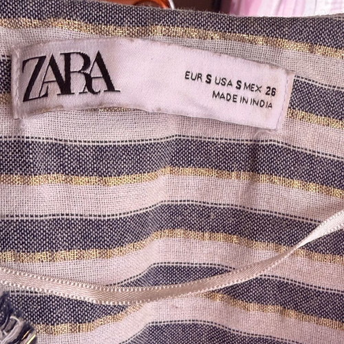 Zara striped beach kaftan tunic size S like new, white and gold