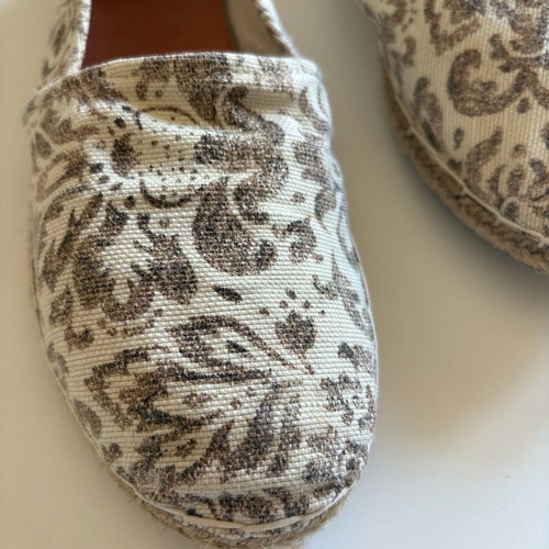 Dots handmade espadrilles used, size 38, beige multicolor