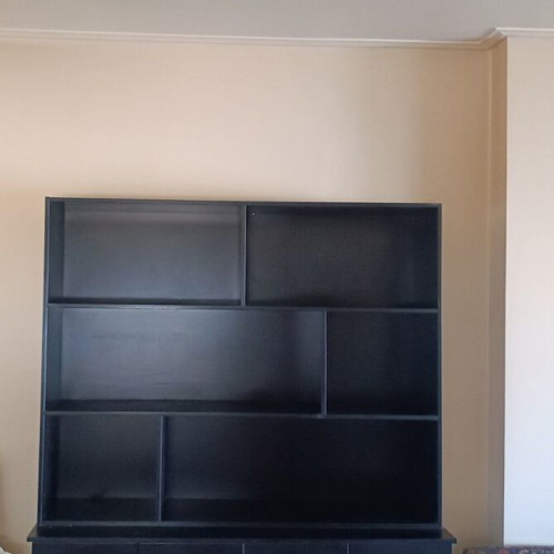 Large black wooden handmade bookcase