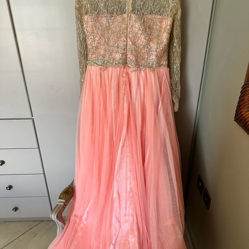 Krystal Dream Dress new, salmon tulle with crystal embroidery