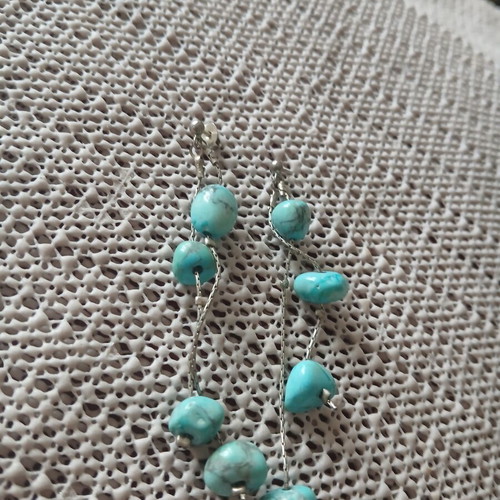 Sterling silver 925 earrings with turquoise, 6cm, like new