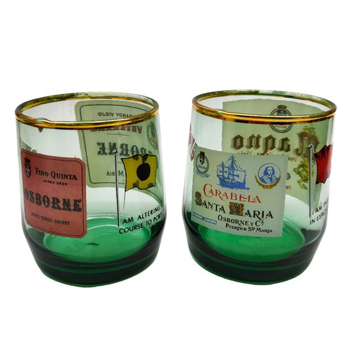Set of 2 vintage Osborne brandy vermouth glasses 1960s used