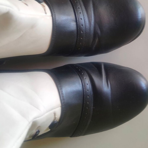 Men's boots size 44.5, black and white, with zipper and buttons