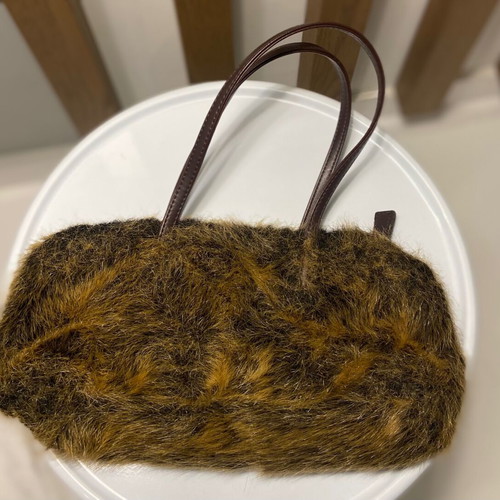 Zara fur shoulder bag like new brown