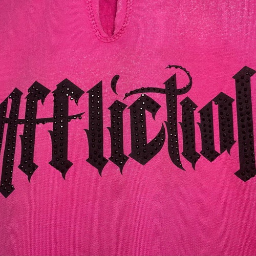 Affliction Hoodie pink with black rhinestones, new, size Large fits Small