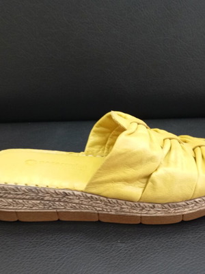 Yellow leather platform sandals, size 37