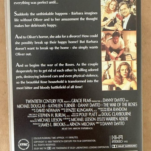 The War Of The Roses videocassette like new