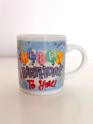 Чаша за кафе Happy Birthday употребявана, подарък за рожден ден
