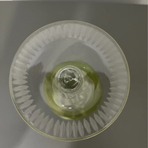 Vintage cut to clear crystal glasses set of 5, lime green