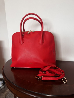 Furla Code Dome leather shoulder bag, red