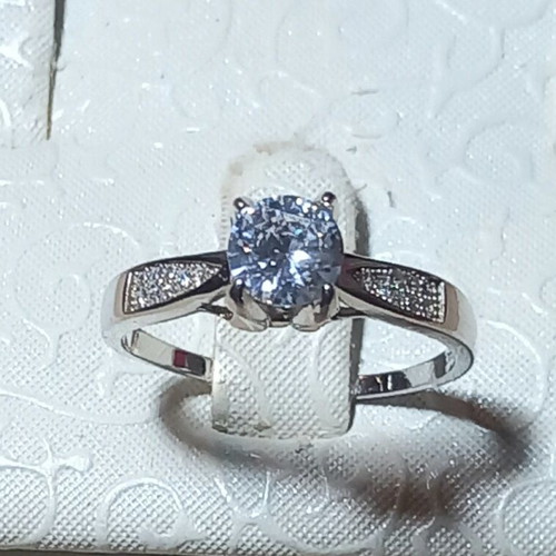 Silver 925° ring new with white zircon large size 60